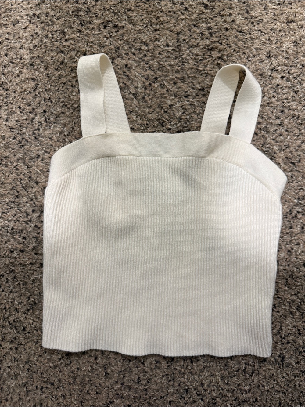 Abercrombie & Fitch Ivory Ribbed Square-Neck Tank